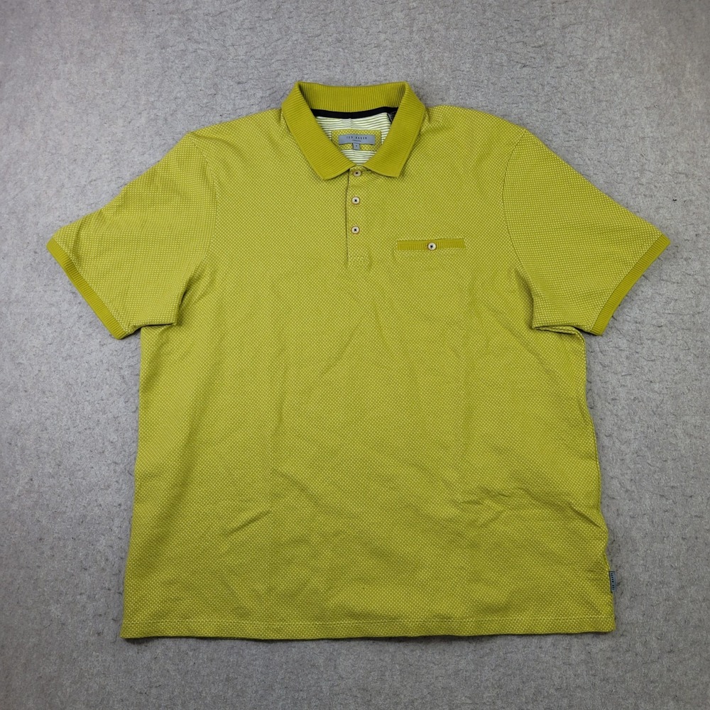 Ted Baker London Polo Shirt Mens Size 7 Green Casual Pocket Preppy Short Sleeve